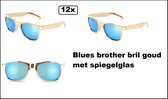 12x Bril Spiegelglas blues brother - Festival thema feest party fun Blues brother bril party