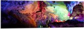 WallClassics - Acrylglas - Gekleurde Lichten in een Grot - 120x40 cm Foto op Acrylglas (Met Ophangsysteem)