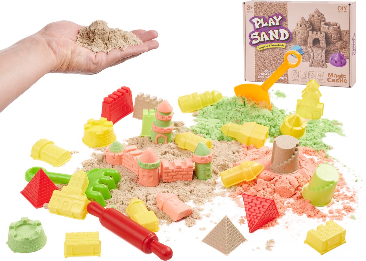 Zand - Play Sand - Kasteel Thema - Inclusief Vormpjes en Accessoires - Speelset