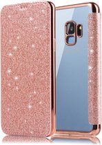 Flipcase geschikt voor Samsung Galaxy S9 - Roze - Glitter - Folio