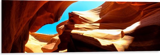 WallClassics - Dibond - Antelope Canyon - 120x40 cm Foto op Aluminium (Wanddecoratie van metaal)