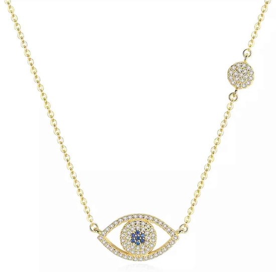 Het oog van Horus in een cirkel, met collier, van 925 zilver