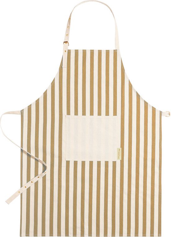 Keukenschort - Kookschort - Voor mannen en vrouwen - Gestreept - Duurzaam - Biologisch katoen - bruin