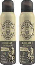 Men's Master Deodorant Man Voordeelverpakking - 24 Uurs Bescherming - Frisse Houtachtige Geur - Anti Witte Sporen - 2 x 150ML