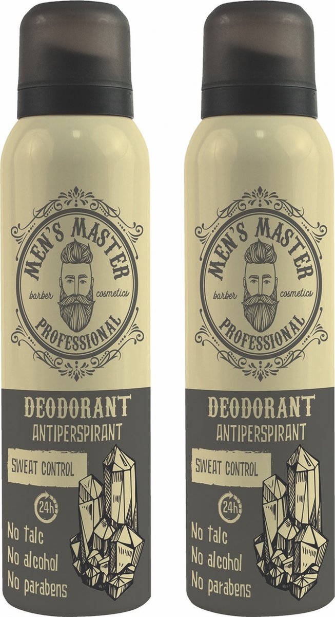 Men's Master Deodorant Man - 24 Uurs Bescherming - Frisse Houtachtige Geur - Anti Witte Sporen - Voordeelverpakking - 2 x 150ML