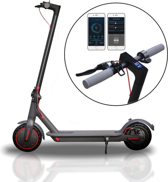 Kick&Move - Elektrische Step - E Scooter - Anti lek Banden - 32 km/u - App - LED verlichting - Cruise Control - Schokbestendige wielen - Anti diefstal optie - Zwart/Antraciet