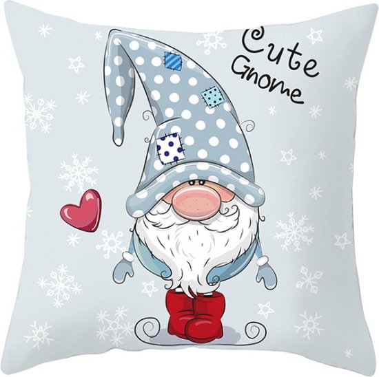 Without Lemon - Kerst Kussenhoes - Blauw Kerst Kabouter Gnome - Kerst kussen - Kerstdagen - Feestdagen - Kerst - Decoratie - Woondecoratie - Kussenslopen - December - Cadeau