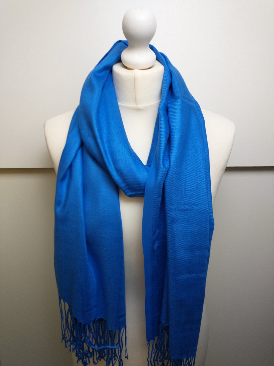 Lange dames sjaal Manuela-effen koningsblauw korenblauw-omslagdoek-stola