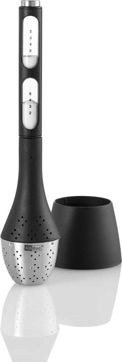 Adhoc - Santea Theefilter met Zandloper - Roestvast Staal - Zwart