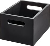 The Home Edit boîtes de rangement noires en bois (Opbergbox A) - Collection Onyx en bois - Zwart - Empilable & Durable
