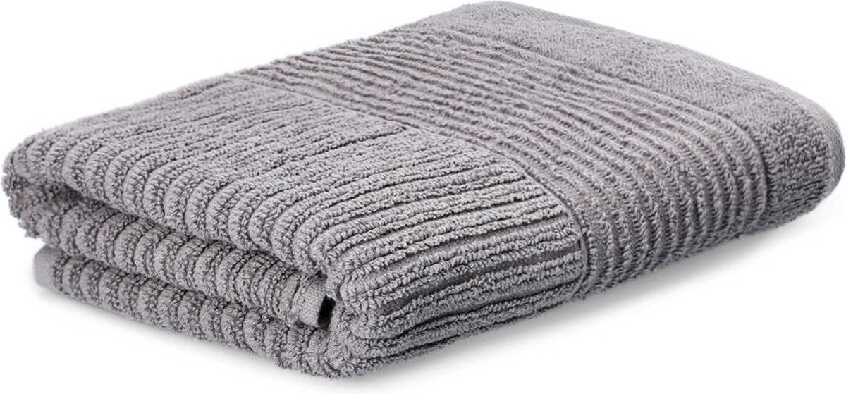 HOMLA Naltio grijs gestreepte handdoek 100% katoen 50x90 cm