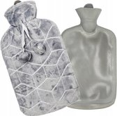 Tragar Cube warmwaterkruik kruik met polyester hoes 2 liter 34 x 20 x 2 cm grijs / zilver - natuurlijk rubber - uniek en vrolijk design