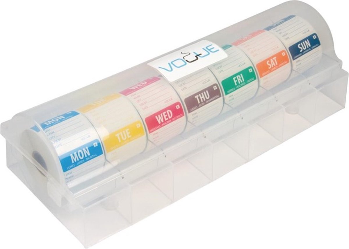 Vogue oplosbare kleurcode dagstickers met stickerdispenser