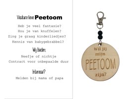 Sleutelhanger Wil jij mijn Peetoom zijn? | zwart | vacature | peter vragen | peter worden | peetoom vragen | peetoom worden