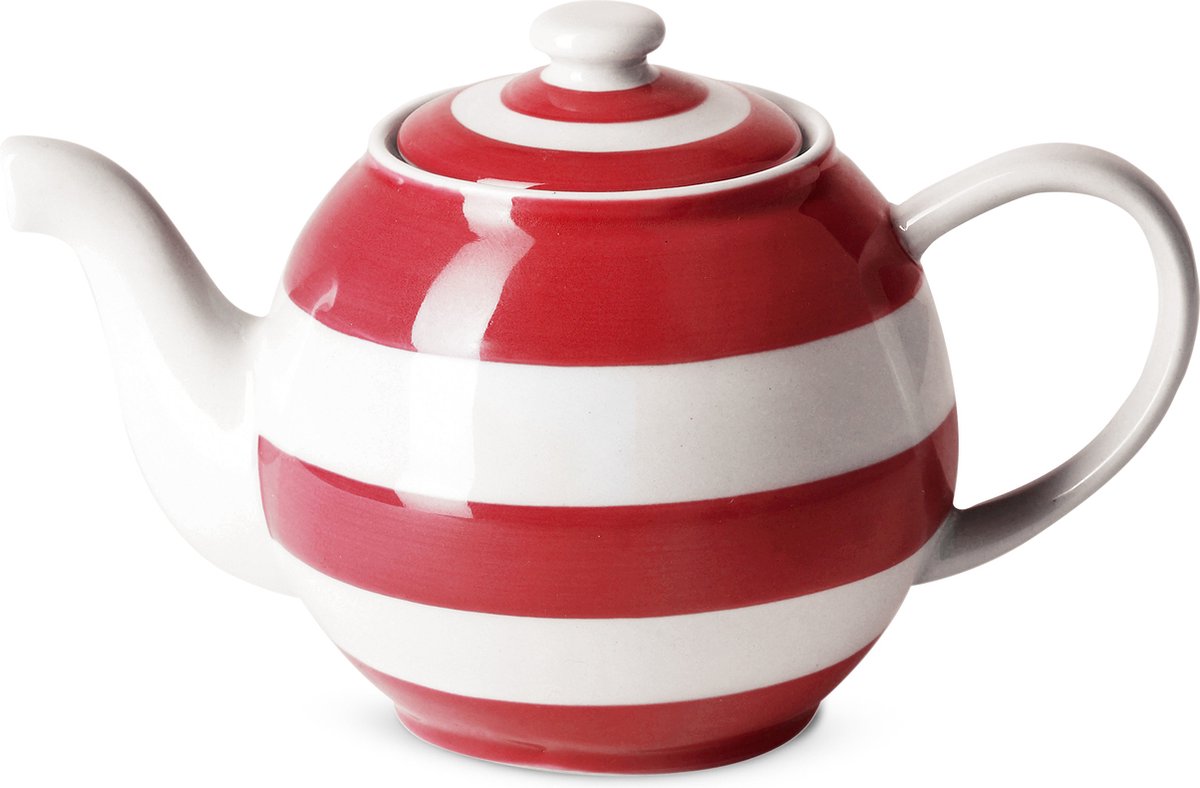 Cornishware Red - Betty theepotje 300 ml -rood wit gestreept - tea for one