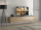 Hoppa! Vega Zwevende TV Kast - TV meubel 200 cm - Atlantic Pine / Black