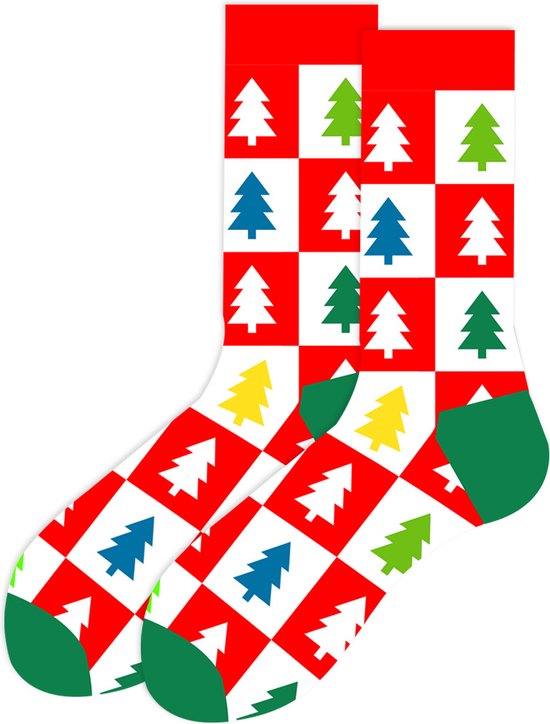 ding Werkelijk labyrint Kerstsokken rood/wit/groen met kerstbomen - Sokken heren/dames maat 40-45 -  grappig... | bol.com