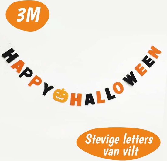 auditie Transparant auditie Happy Halloween Slinger - Zwart / Oranje - 3 M - Vilt - Feest Decoratie |  bol.com