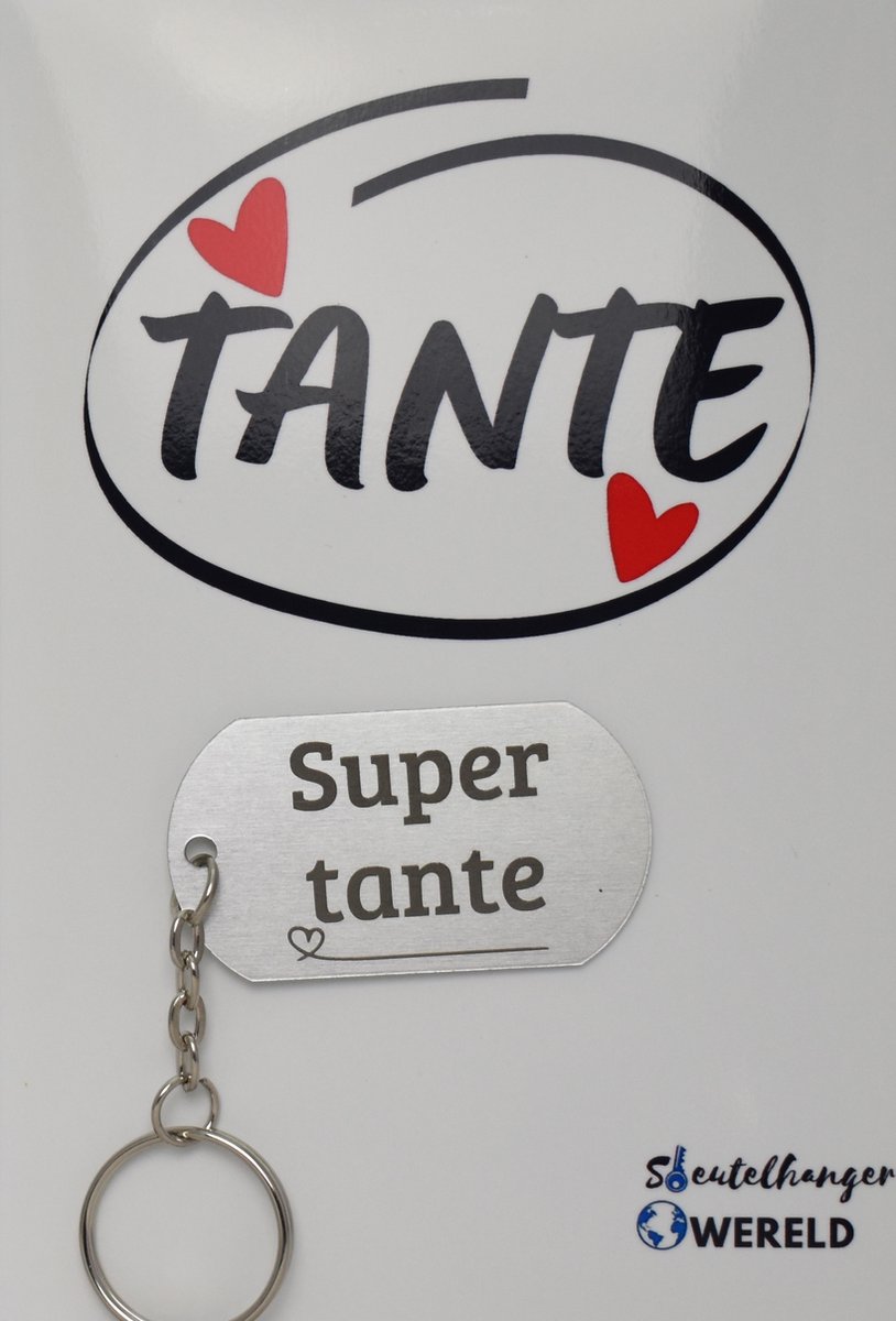 Super tante Sleutelhanger inclusief kaart - tante cadeau - cadeaupakket - verjaardag - Leuk kado voor je tante om te geven - 2.9 x 5.4CM