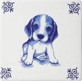 Tegel delfts blauw - Hond 13x13 cm
