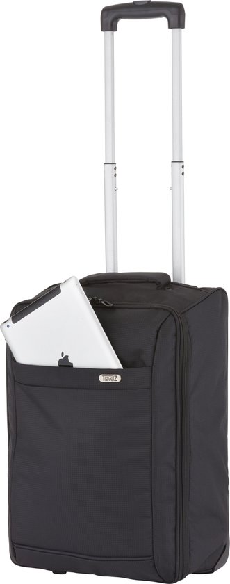 TravelZ Handbagage 42cm Underseat - Handbagagekoffer opvouwbaar 1,5kg - Ultralicht - 2 wiel - Zwart