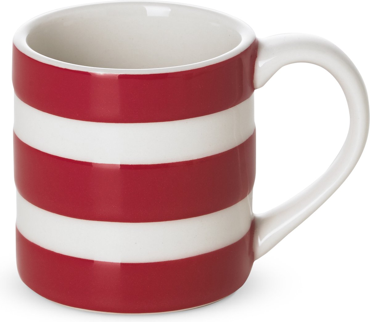 Cornishware Red - set/4 espresso mokjes - rood wit - gestreept