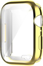 By Qubix Siliconen case (volledig beschermd) 45mm - Goud - Geschikt voor Apple watch 45mm hoesje - screenprotector - Bescherming iWatch - Bescherm