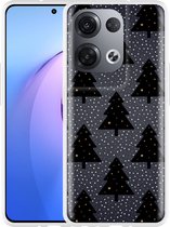 Oppo Reno8 Pro Hoesje Snowy Christmas Trees - Designed by Cazy