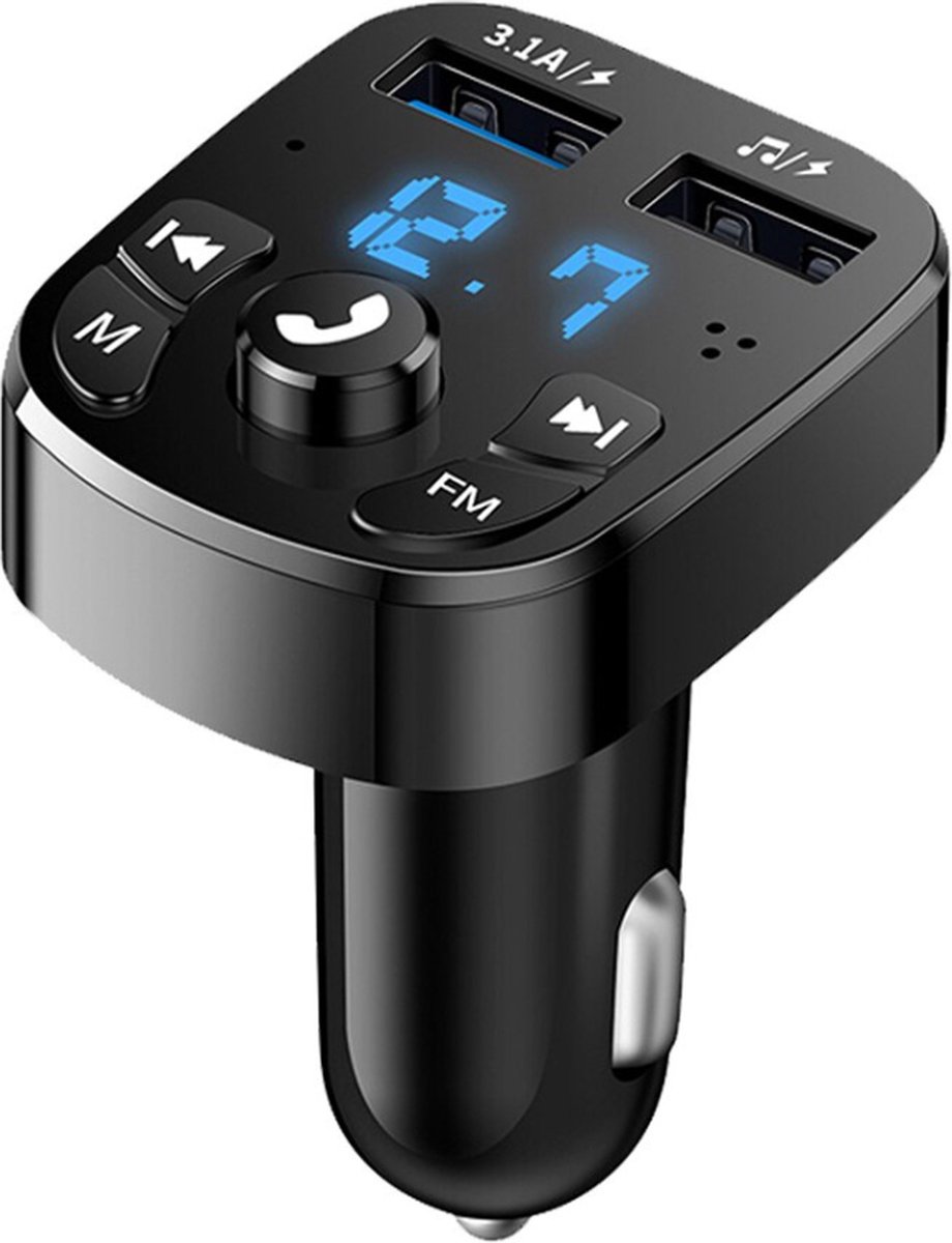 SPVB | Carkit Bluetooth auto FM-transmitter | Carkit | Draadloze Carkit met twee USB poorten | Muziek streamen | Navigatie met spraak | Handsfree bellen