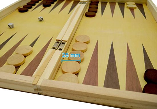 Thumbnail van een extra afbeelding van het spel 3 in 1 draagbare opvouwbare houten set van schaak backgammon en dammen 34 x 34 cm