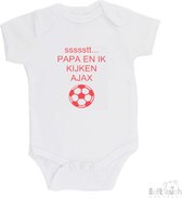 Barboteuse Soft Touch "ssssstt Daddy and I watch AJAX" Unisexe Katoen Wit/rouge Taille 56/62