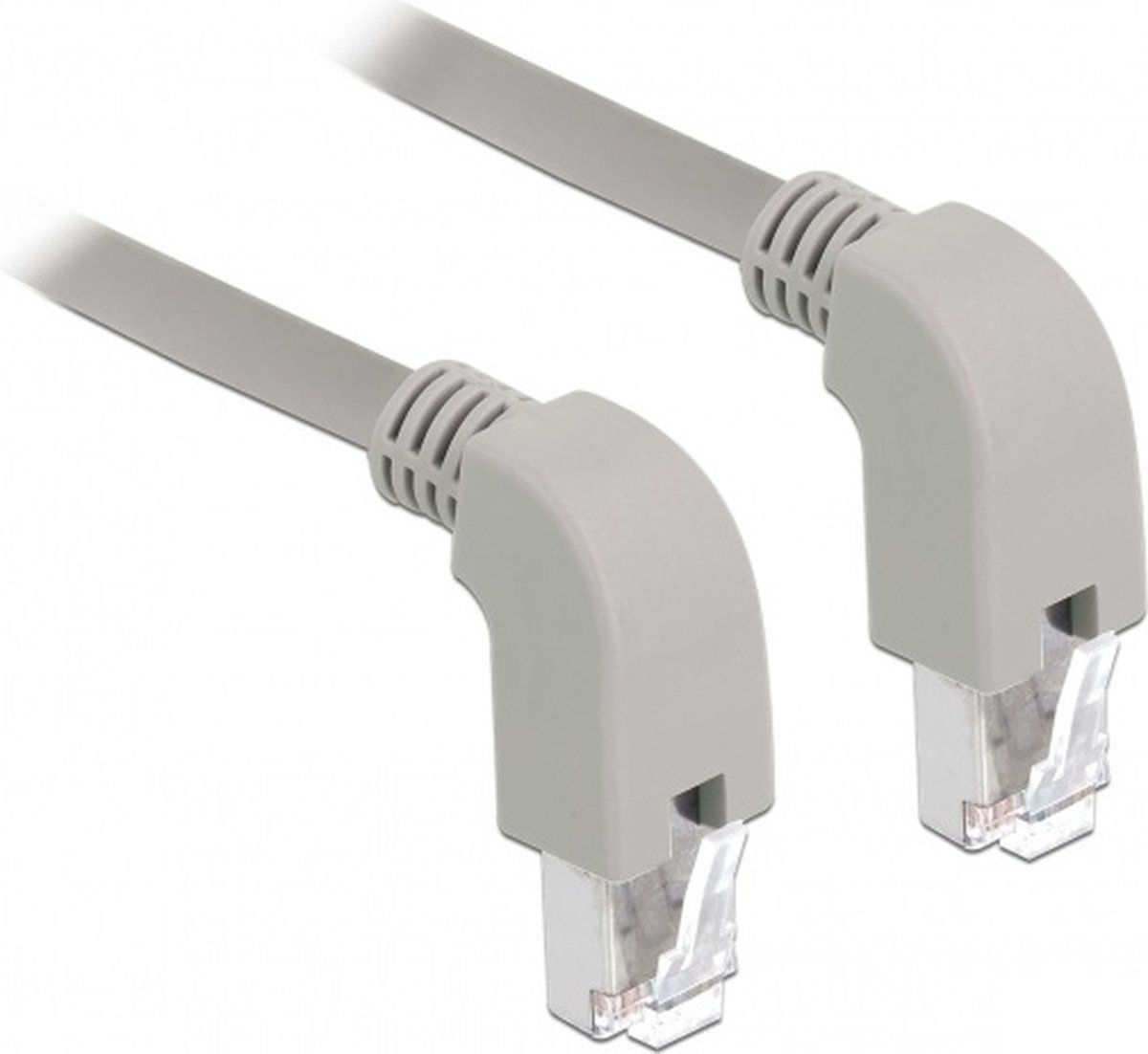 S/FTP CAT6a 10 Gigabit netwerkkabel haaks naar boven / haaks naar boven / grijs - LSZH - 2 meter