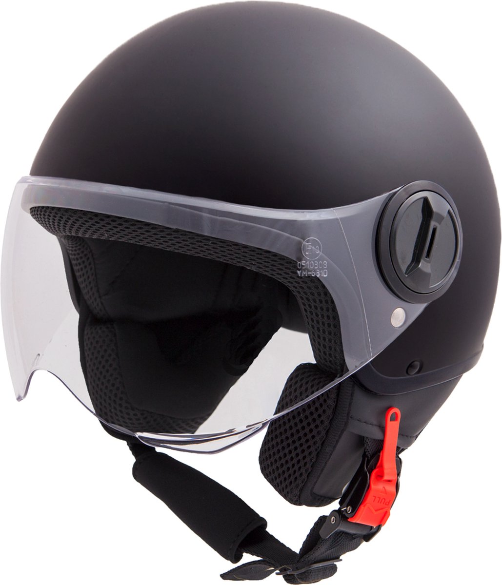 VINZ Sole Helm Scooter / Jethelm / Brommer Helm / Motorhelm / Scooterhelm Retro / Snorfiets helm / Snorscooter helm - Geschikt Voor Helmplicht Blauw Kenteken