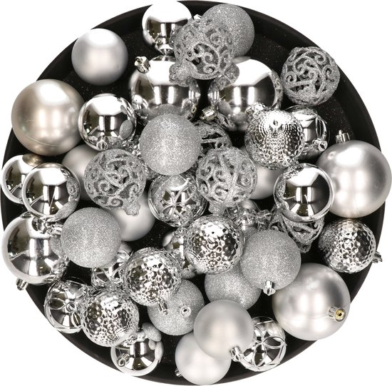Zilveren kerstballen pakket 108-delig voor 210 cm boom