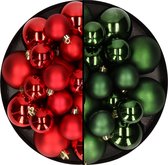 Décorations de Noël en plastique Boules de Noël couleurs mélange rouge/vert foncé 6-8-10 cm paquet de 44x pièces