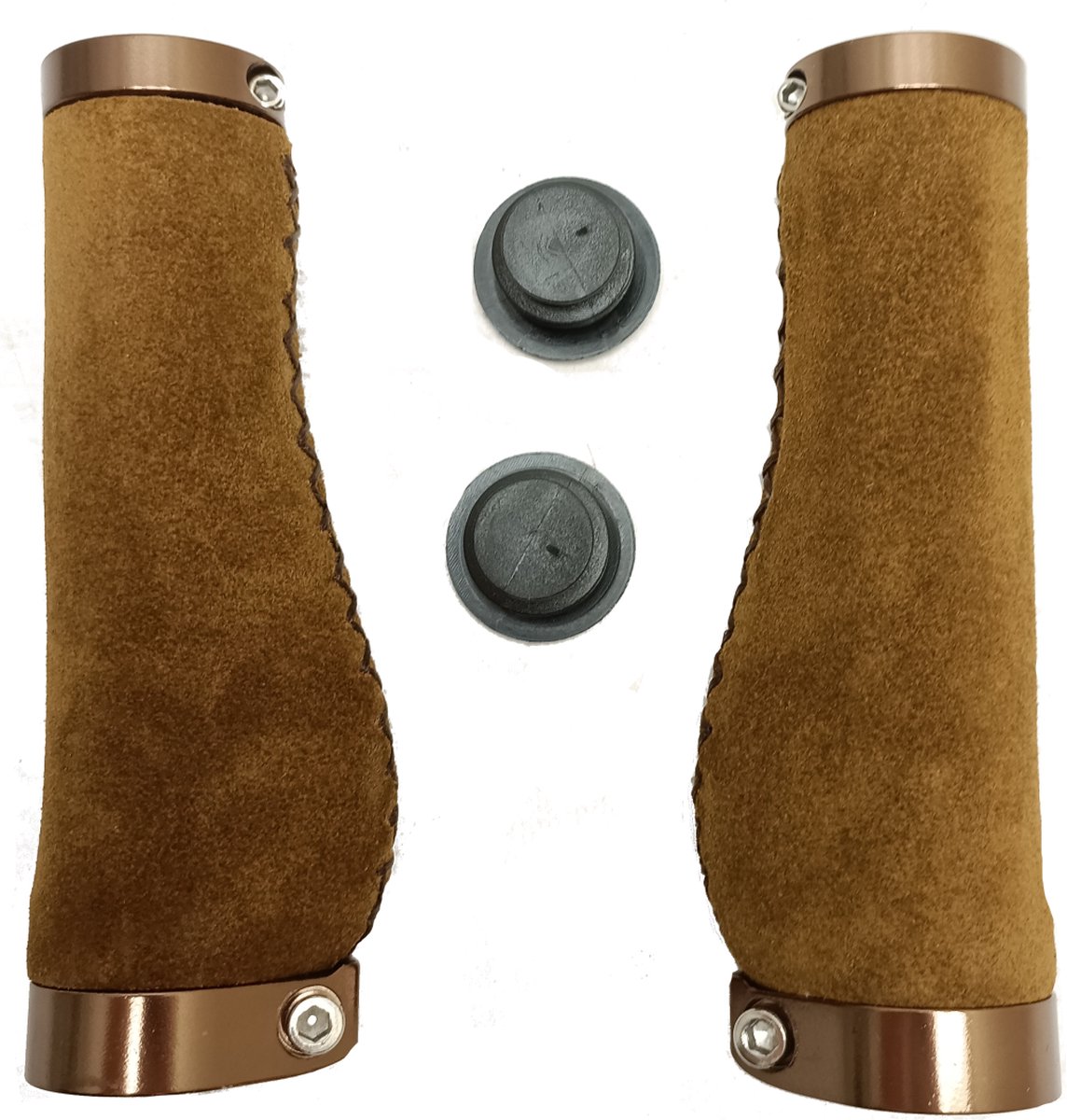 Falkx Comfortabele suede fietshandvatten - bruin - 137 mm - dubbele lock ring