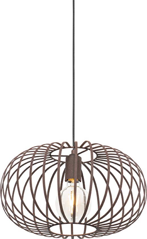 QAZQA - Industrieel Design Hanglamp | Eettafel | Eetkamer zwart met gouden binnenkant 3-lichts - Buell | Woonkamer | Slaapkamer - Staal Langwerpig | Rond - E27 Geschikt voor LED - Max. 3 x 40 Watt