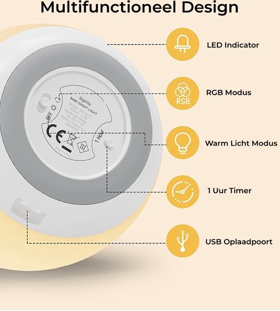 Oplaadbaar Nachtlampje Voor Kinderen - Warm Wit - Nachtlampje Baby - Dimbaar en Draadloos - Timer- en geheugenfunctie - USB Oplaadbaar Nachtlampje Volwassenen