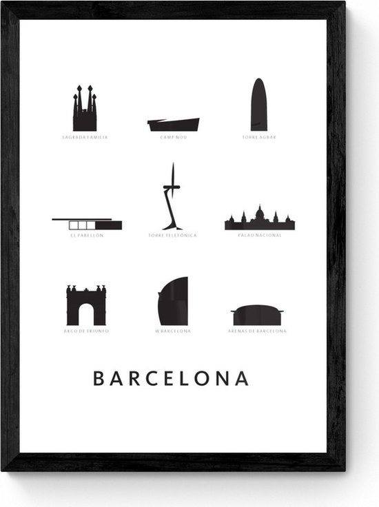 Barcelona - Architectuur Poster - Ingelijst