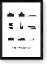 Antwerpen - Architectuur Poster - Ingelijst