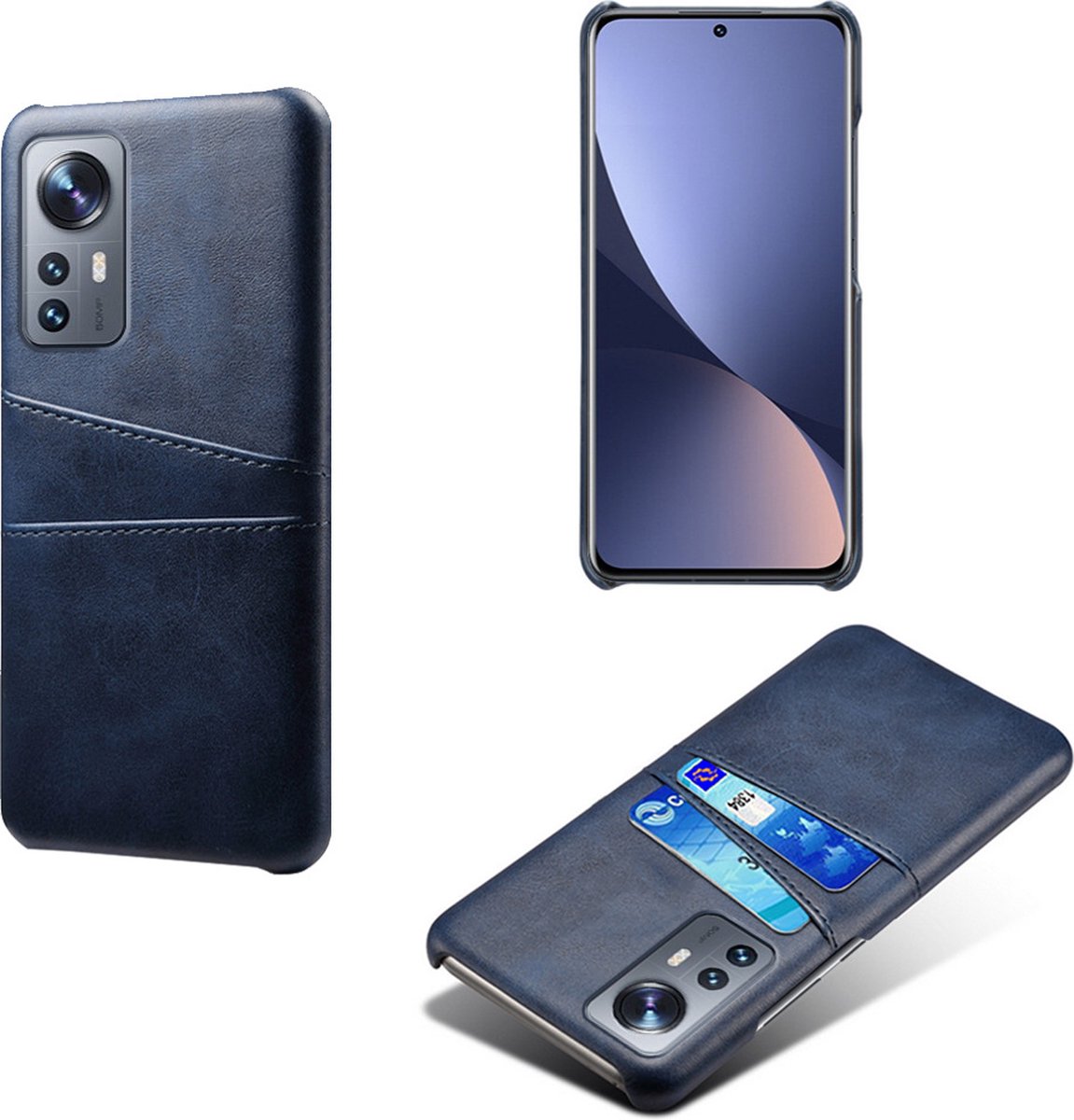 Backcover met Opbergvakjes + PMMA Screenprotector voor Xiaomi 12 Pro _ Blauw