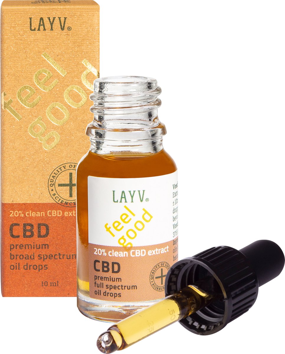 Goedkoopste LAYV® 20 CBD Olie Druppels - Natuurlijk 2000 mg CBD Full Spectrum Hennep Extract - Milde Smaak - Vegan