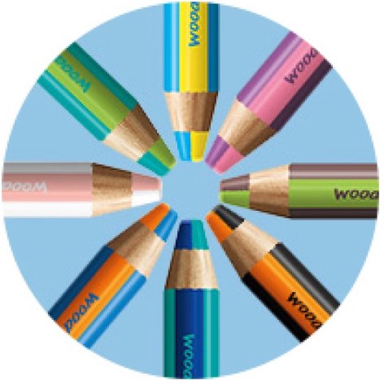 STABILO Woody 3 en 1 Duo - Crayon de Couleur Multi Talent - Trousse 10 Couleurs + Taille- Taille-crayon