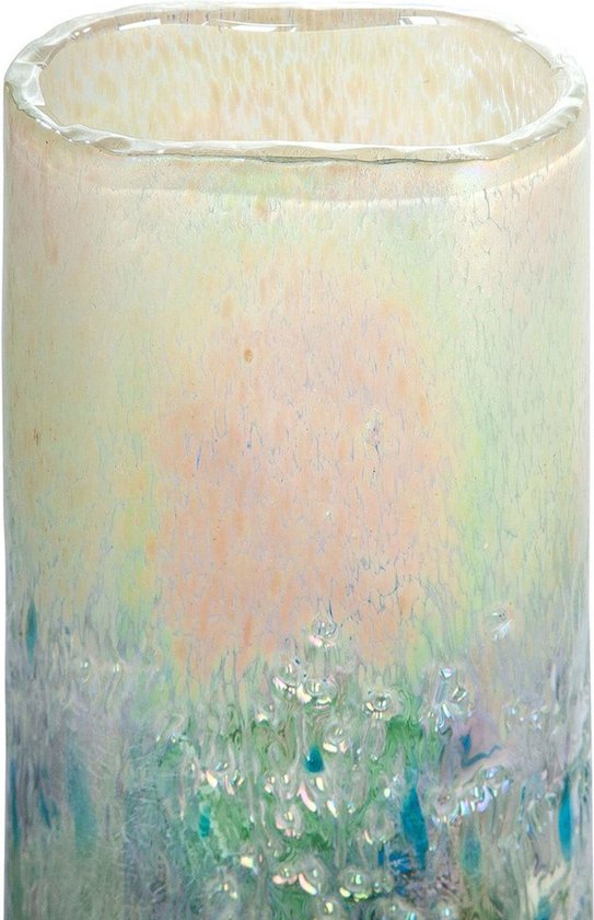 Vase Charlotte En Verre Platine - Hauteur 20 Cm, Diamètre 15 Cm - Déco élégante Pour Fleurs Fraîches - EDZARD