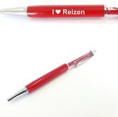 Pen Met Diamantjes En Gravering - I Love Reizen