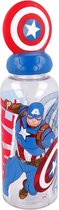 Drinkfles voor kinderen - Waterfles - 360ml - Met 3D Captain America - Blauw met rood