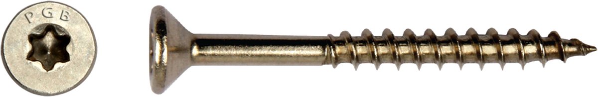 PGB Spaanplaatschroef Platte Kop TX25 - 5.0 x 50 mm (200 stuks) - RVS A2 - Deeldraad