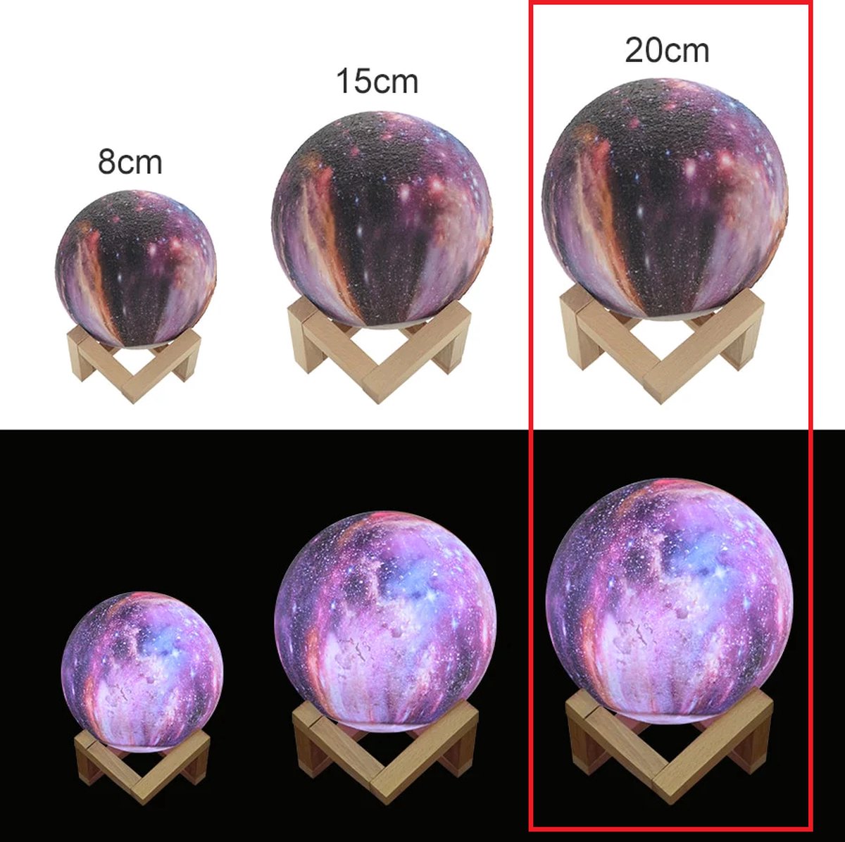 AO® Galaxy Lamp / Maan Lamp - Tafellamp - 16 Kleuren - 9 dimstanden - Nachtlamp - 3D geprint - Duurzaam materiaal - Tafellamp - Nachtlamp - Led kleuren met afstands