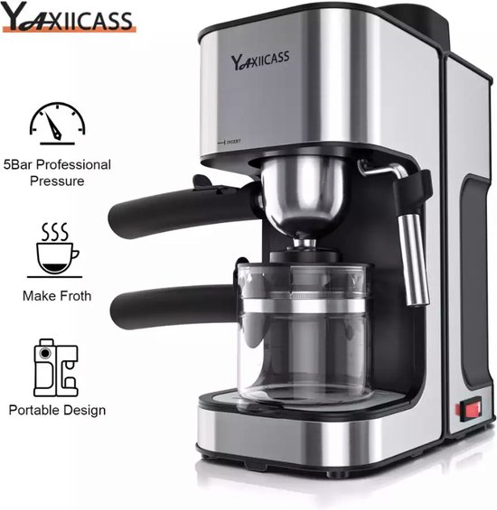 Yaxiicass koffiezetapparaat Met Melkopschuimer 2 In 1...