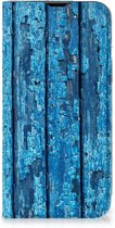 Telefoonhoesje Geschikt voor iPhone 14 Magnet Case Wood Blue